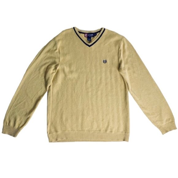 CHAPS YELLOW  100% COTTO KNIT SWEATER LONG SLEEVE TOP WARM UNISEX SIZE SMALL - Picture 1 of 11